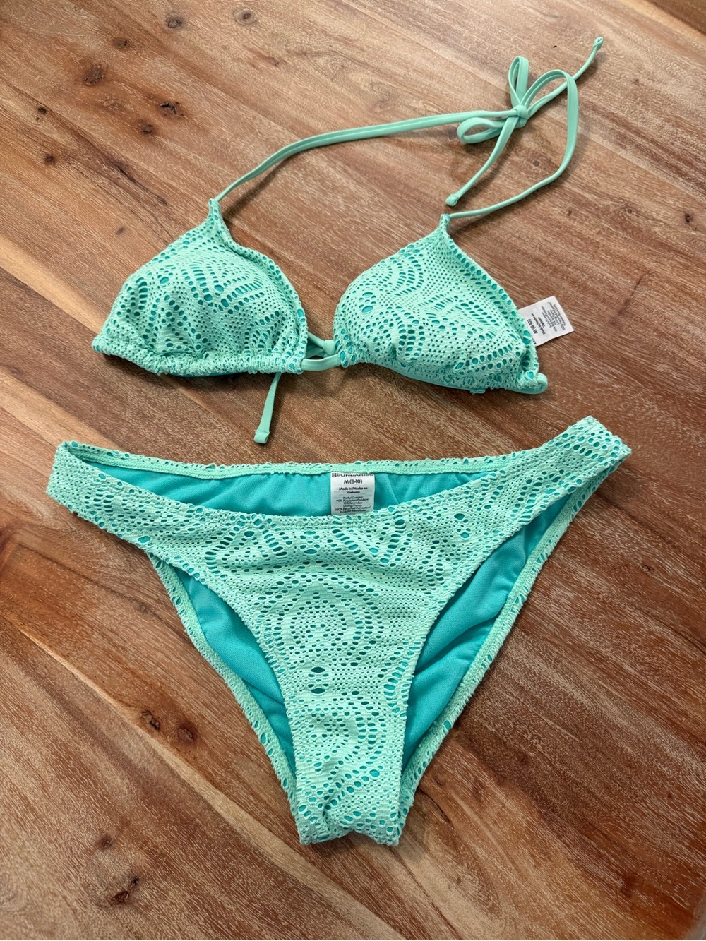 Crochet Triangle Bikini Set - Mint Green